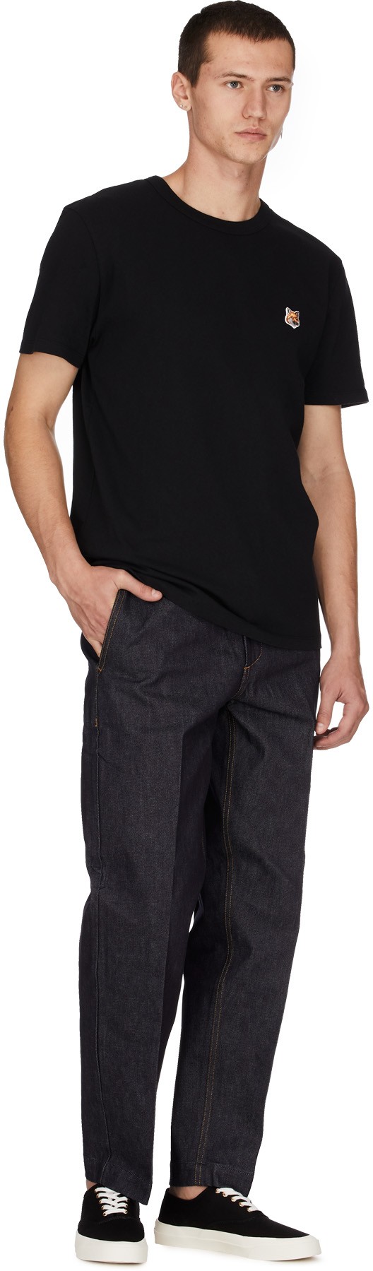 Maison Kitsuné: Blue Cropped Pant - 4