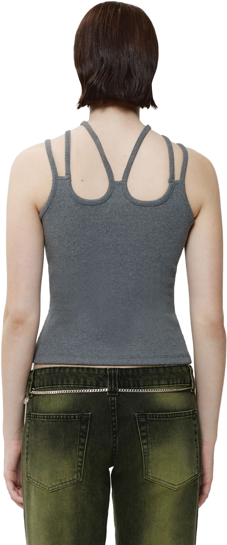 AVAVAV: Grey Strap Tank Top - 3