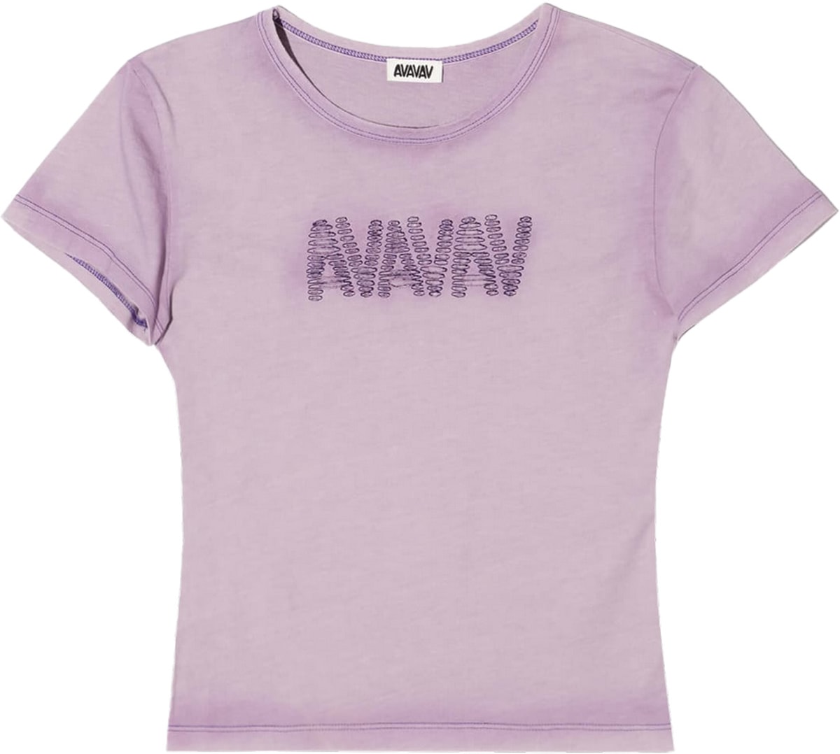 AVAVAV: Purple Cutout Logo Bady T-Shirt - 1