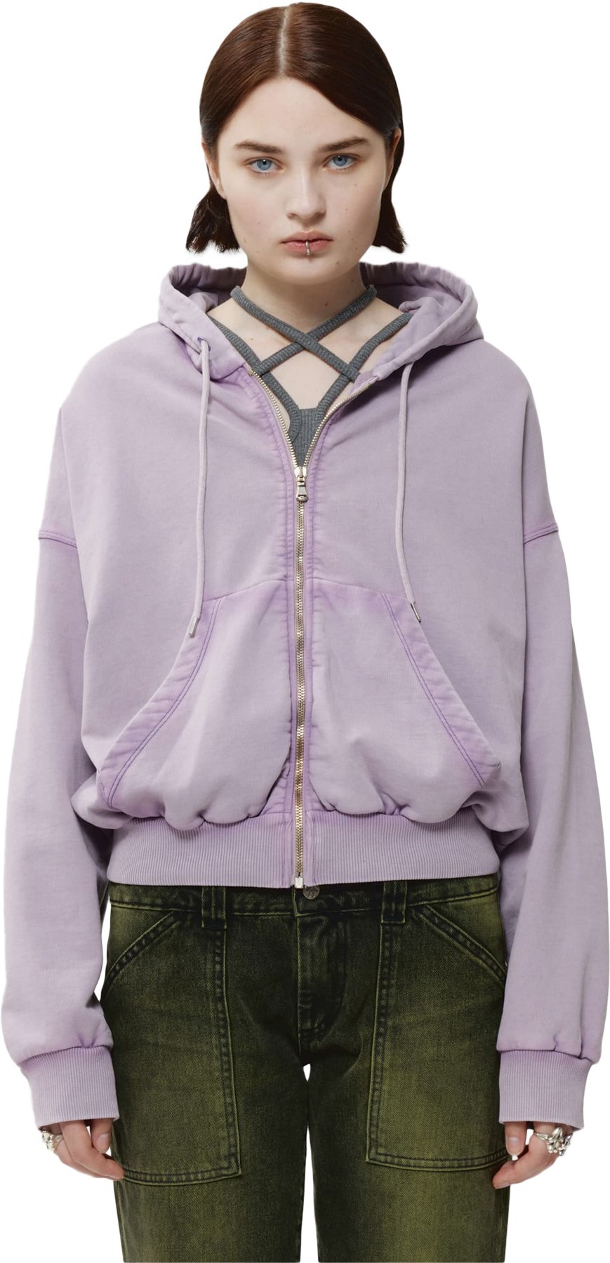 AVAVAV: Purple Shoulderless Hoodie - 2