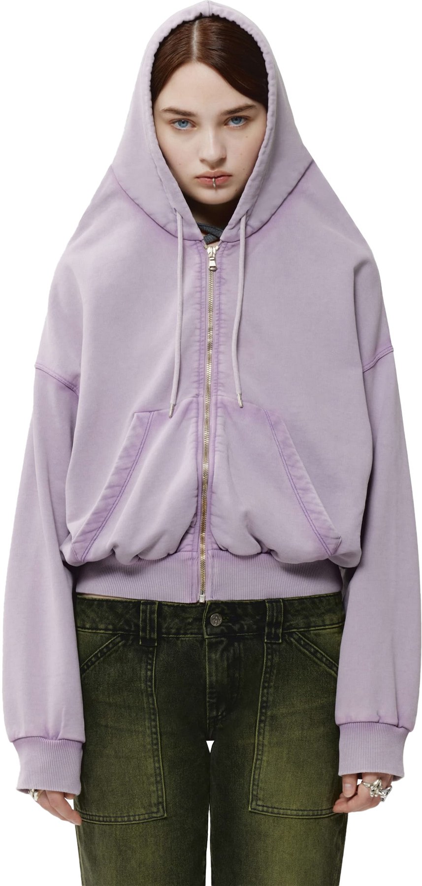 AVAVAV: Purple Shoulderless Hoodie - 3