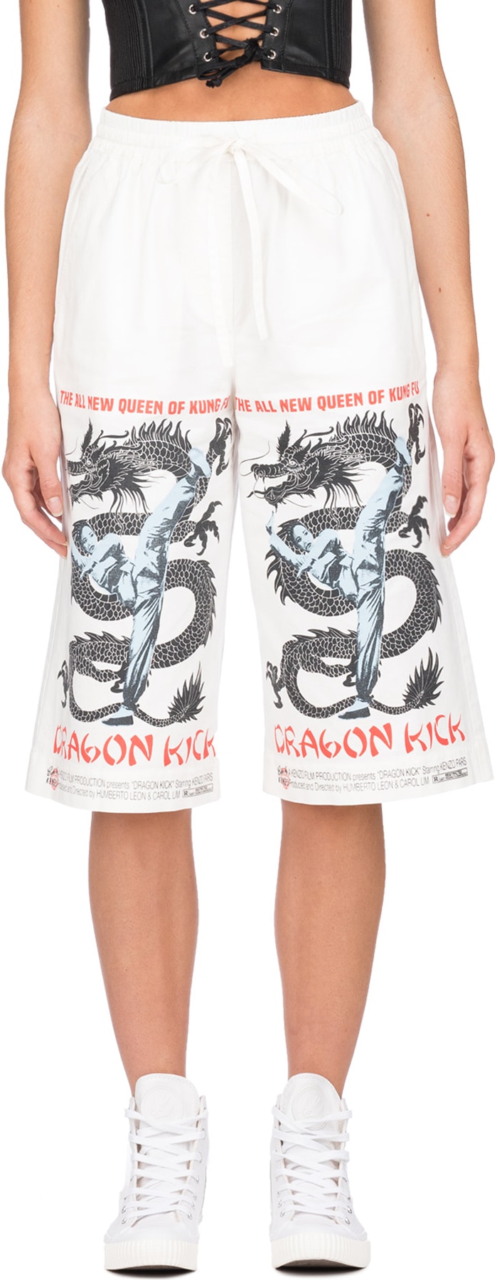 Kenzo: White 'Dragon Kick' Culottes - 1