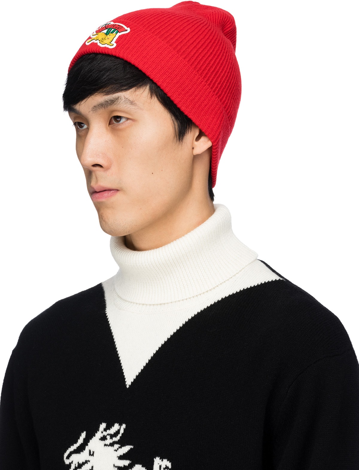 Kenzo: Red 'Bamboo Tiger' Beanie - 2