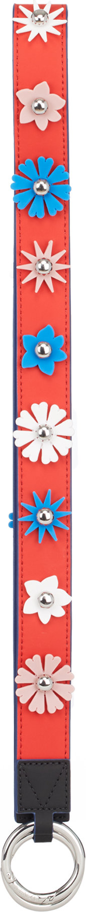 Kenzo: Red 'Flowers' Leather Shoulder Strap - 1