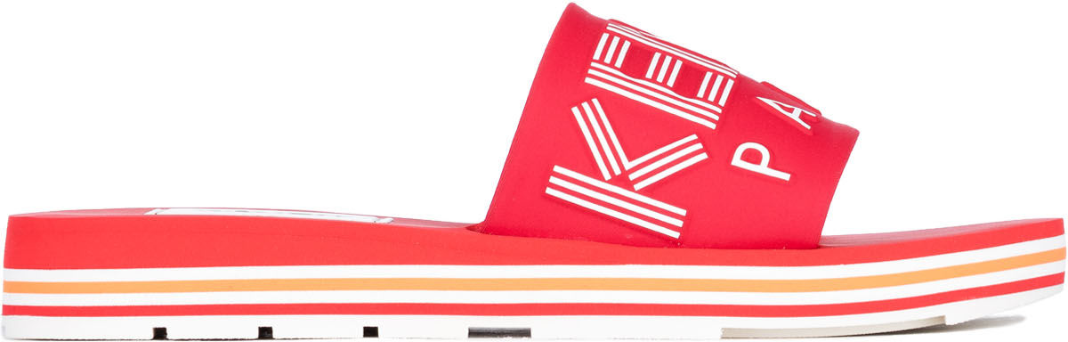 Kenzo: Red Papaya Flat Mules - 1
