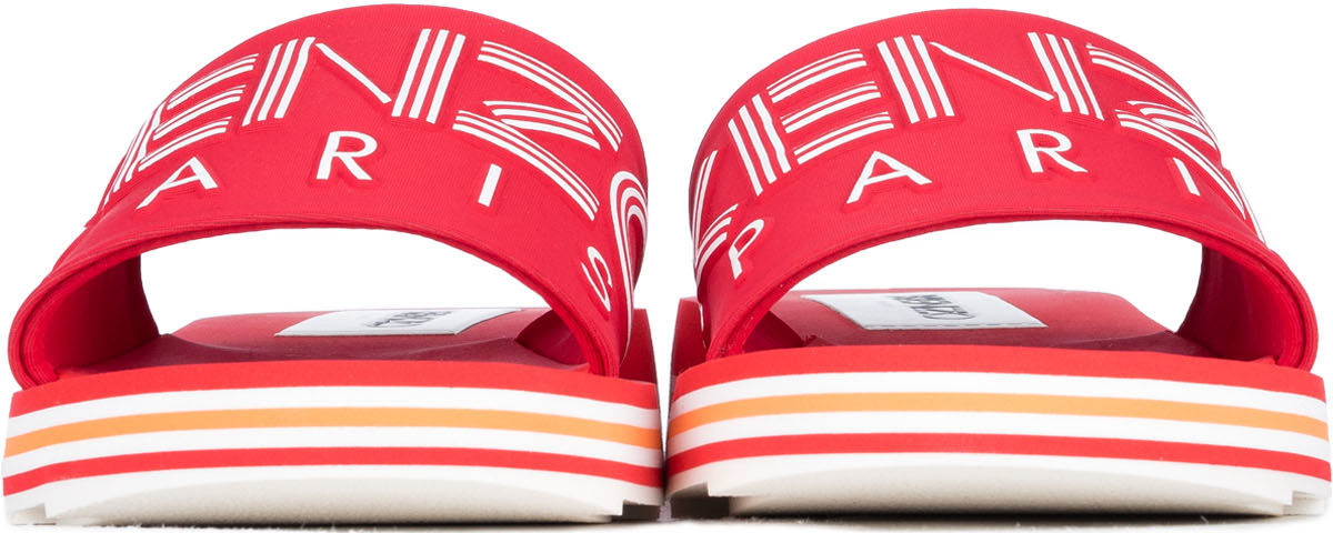 Kenzo: Red Papaya Flat Mules - 3