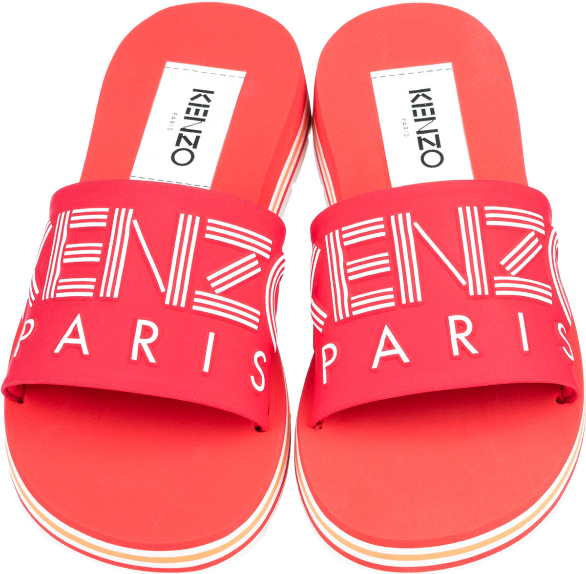 Kenzo: Red Papaya Flat Mules - 4