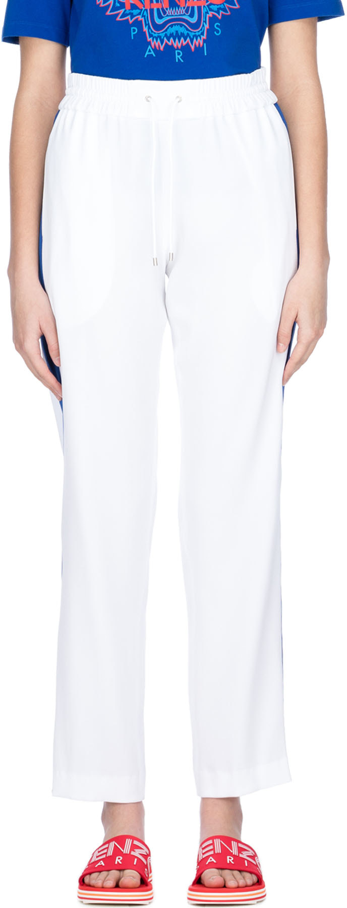Kenzo: White Crepe Fluid Pants - 1