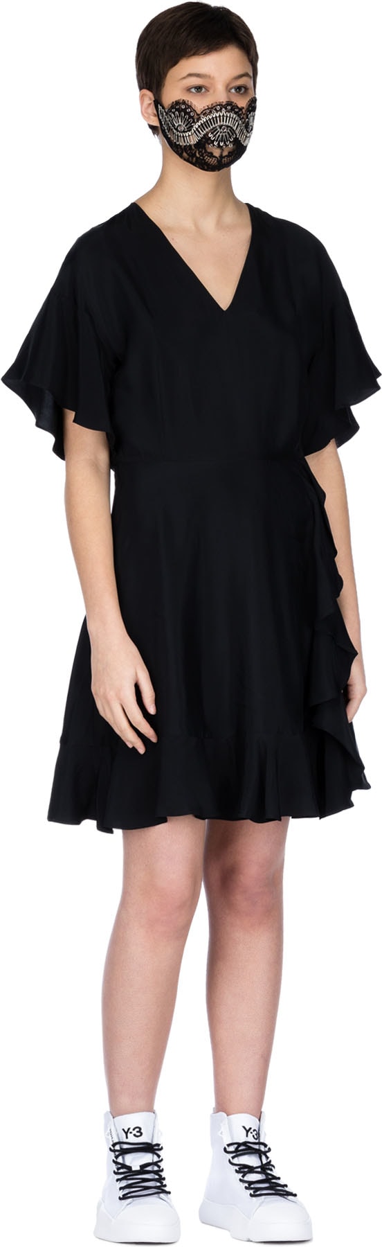 Kenzo: Black Ruffled Dress - 4