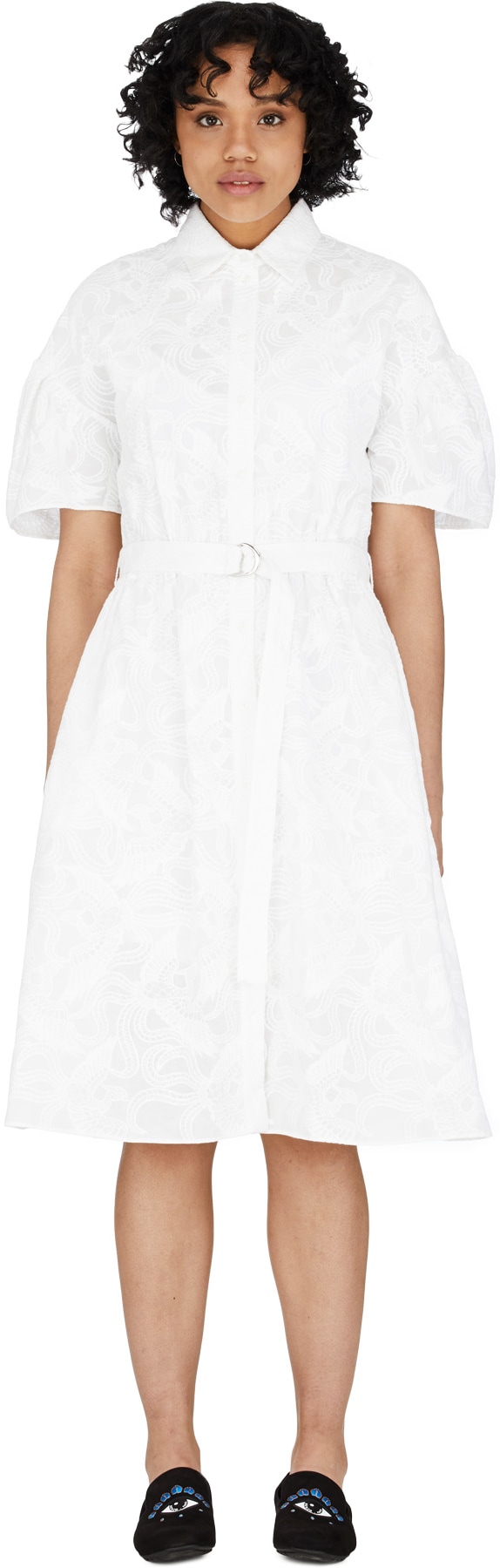 Kenzo White Embroidered Flying Phoenix Shirt Dress influenceu Canada influenceu Canada