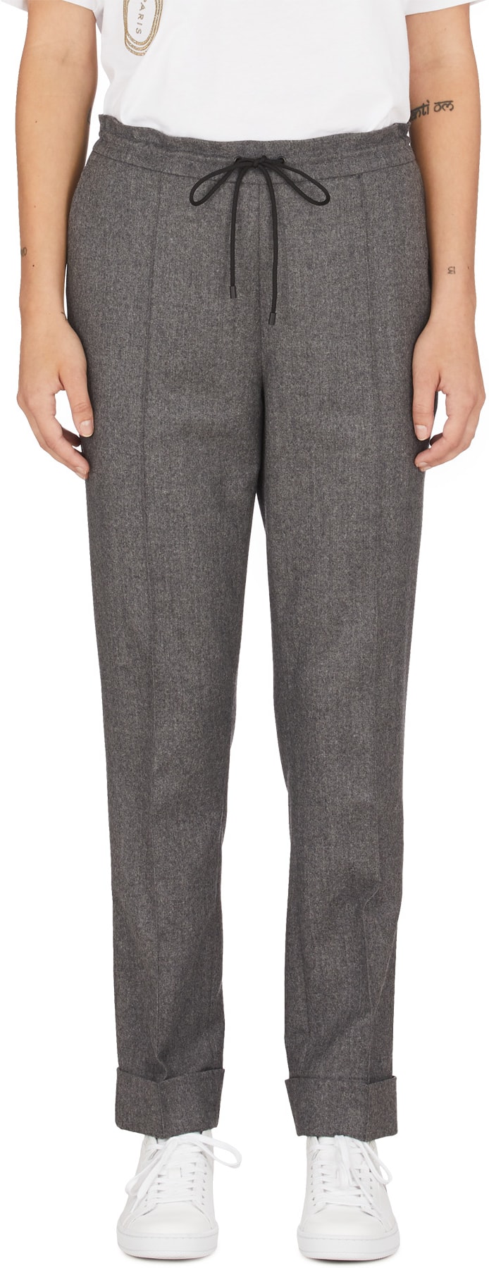 Kenzo: Grey Tapered Flannel Pants - 1