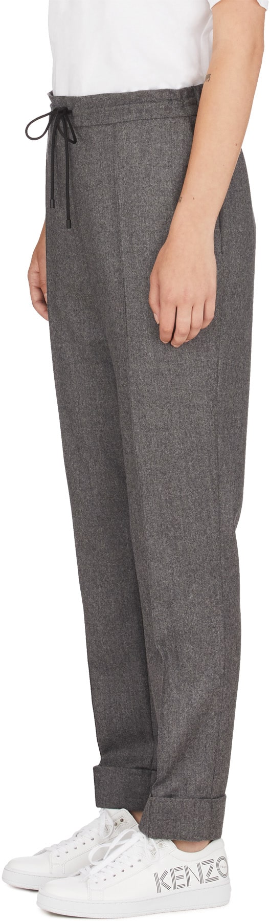 Kenzo: Gris Pantalon de Flanelle Fuselé Gris - 2