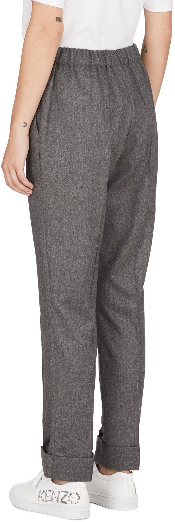 Kenzo: Grey Tapered Flannel Pants - 3