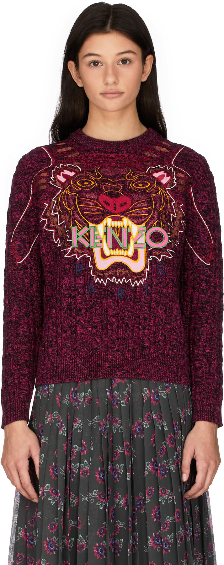Kenzo: Pink 'Claw Tiger' Knit Pullover - 1