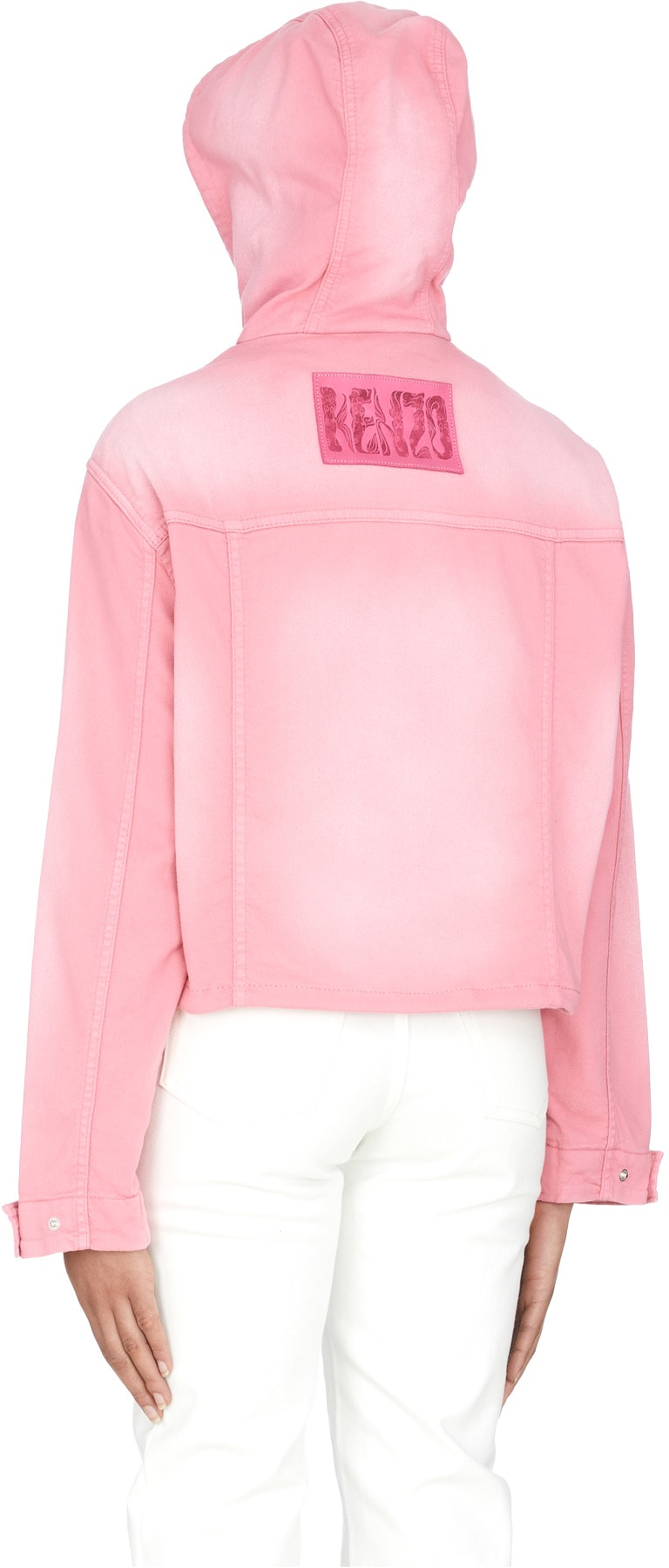 Kenzo: Pink Hooded Denim Jacket - 3