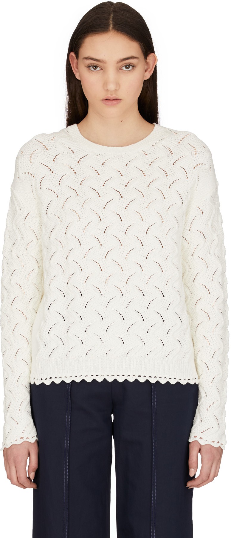 Kenzo: Blanc Pull en Maille Blanc - 1