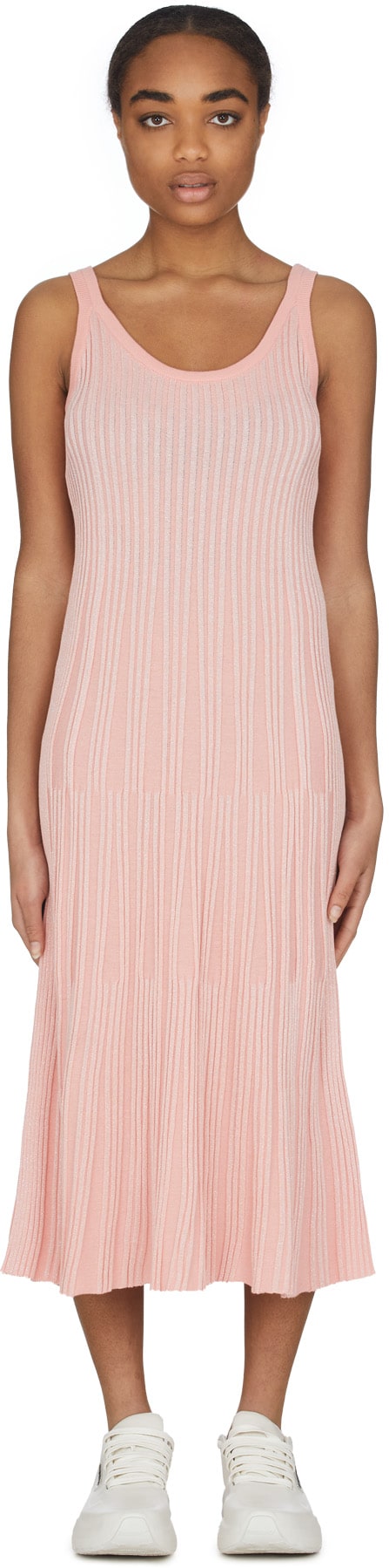 Kenzo: Pink Pleated Knit Midi Dress - 1