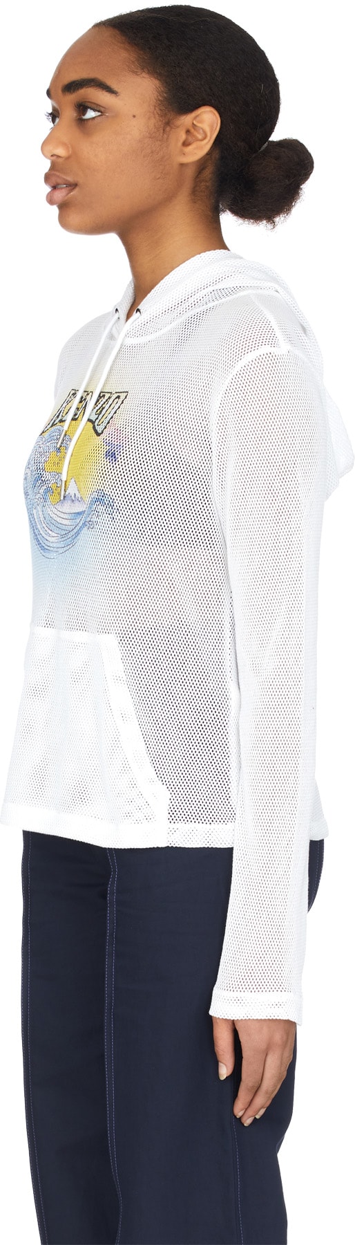 Kenzo: White 'Kenzo Wave' Mesh Hoodie - 2