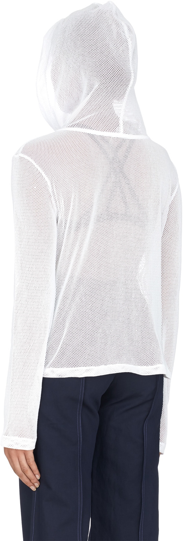 Kenzo: White 'Kenzo Wave' Mesh Hoodie - 3