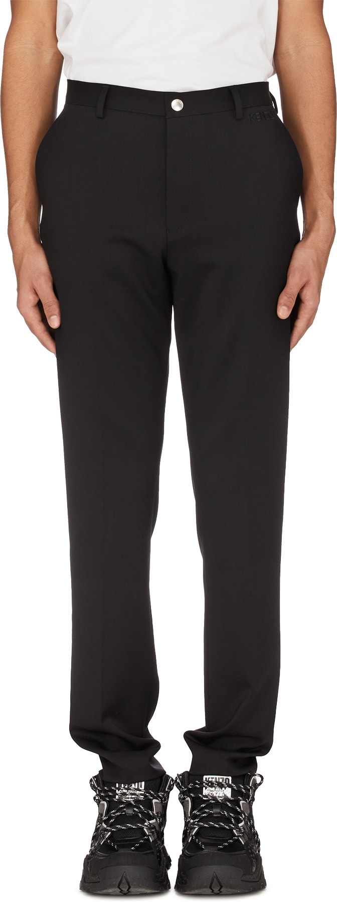 Kenzo: Noir Pantalon en Laine Noir - 1