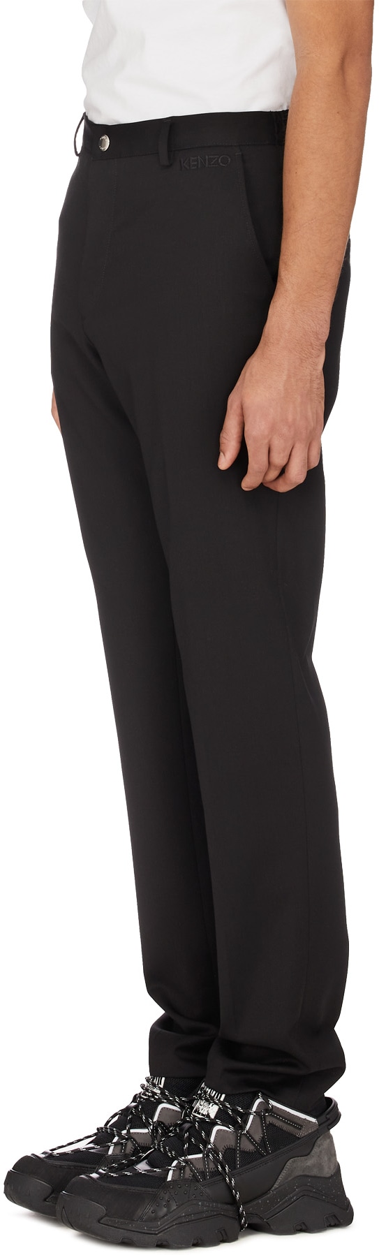 Kenzo: Noir Pantalon en Laine Noir - 2