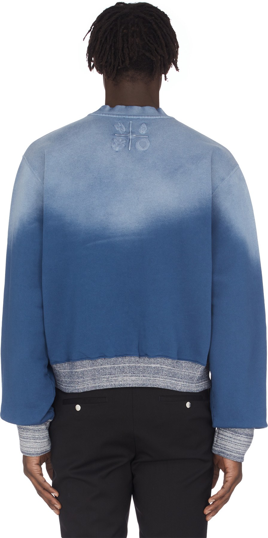 Kenzo: Bleu Pullover délavé à Logo Bleu - 3