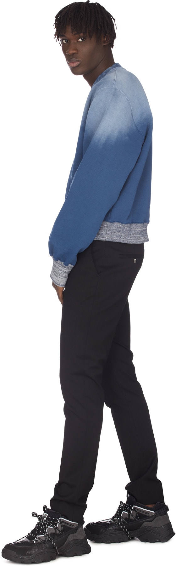 Kenzo: Bleu Pullover délavé à Logo Bleu - 4