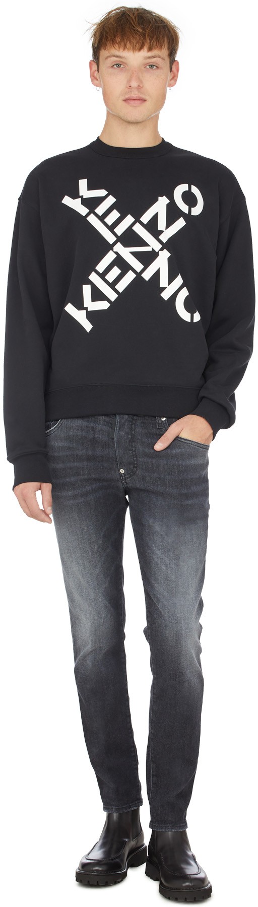 Kenzo: Black Kenzo Sport 'Big X' Pullover Sweater - 4