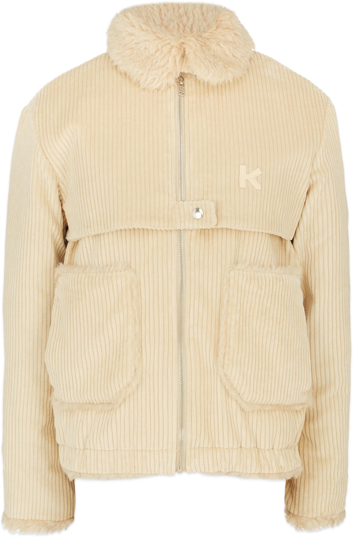 Kenzo: Neutrals Corduroy Bomber Jacket - 1