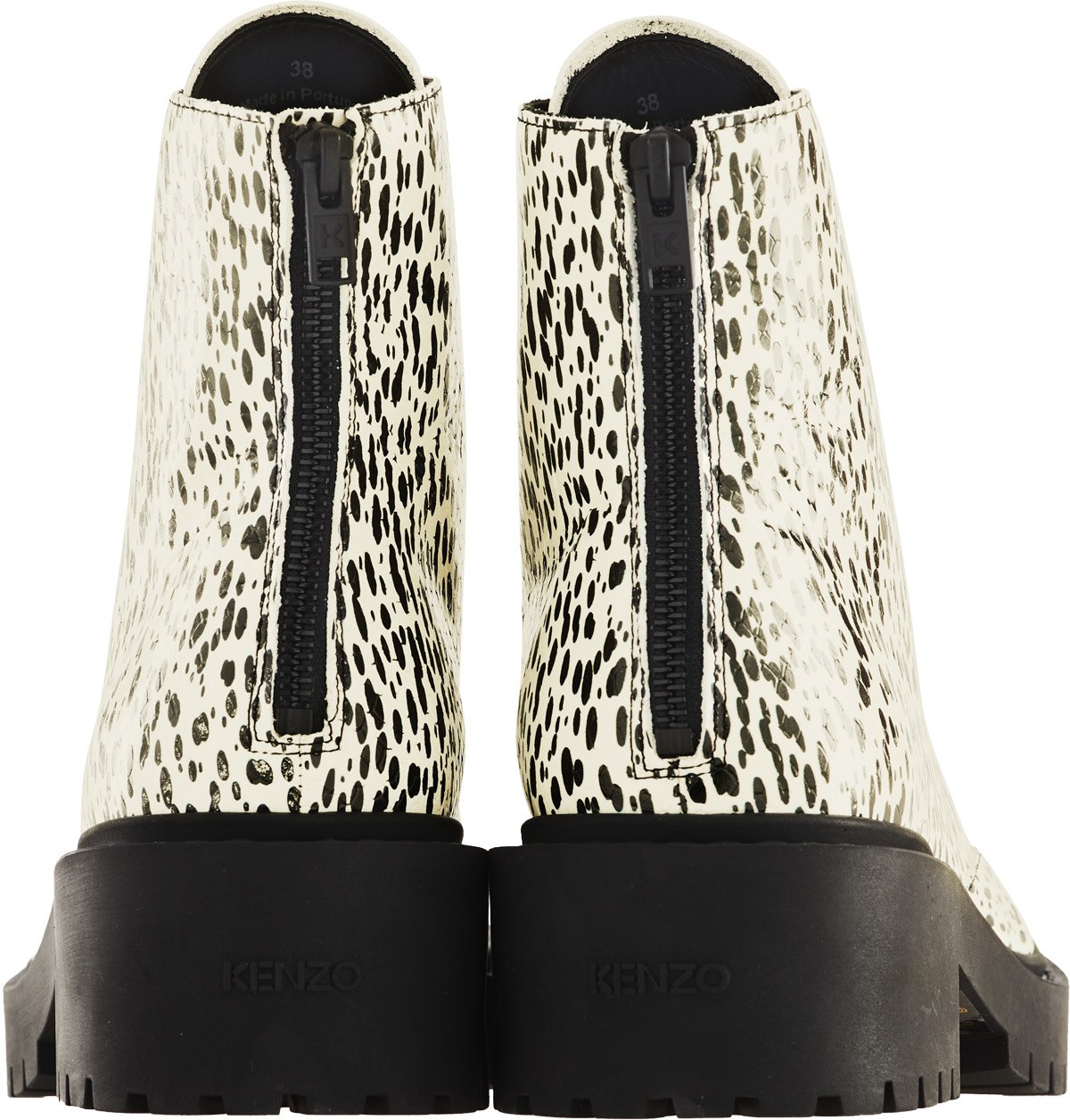 Kenzo: Multicolor Pike Leopard Leather Lace Up Boots - 5