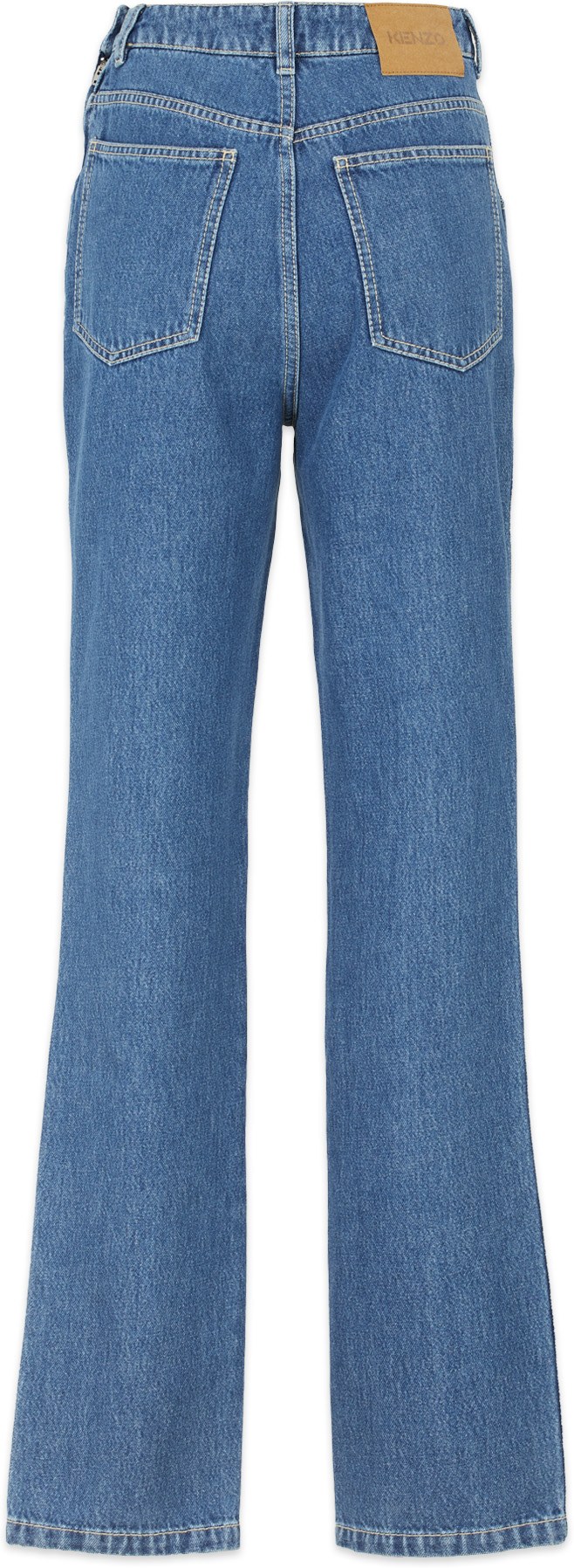 Kenzo: Bleu Jean en denim à taille haute Bleu - 3