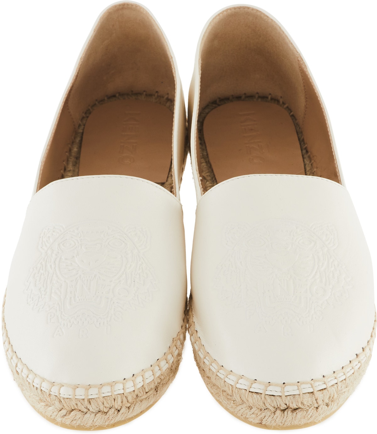 Kenzo: Neutrals Tiger Leather Espadrilles - 4