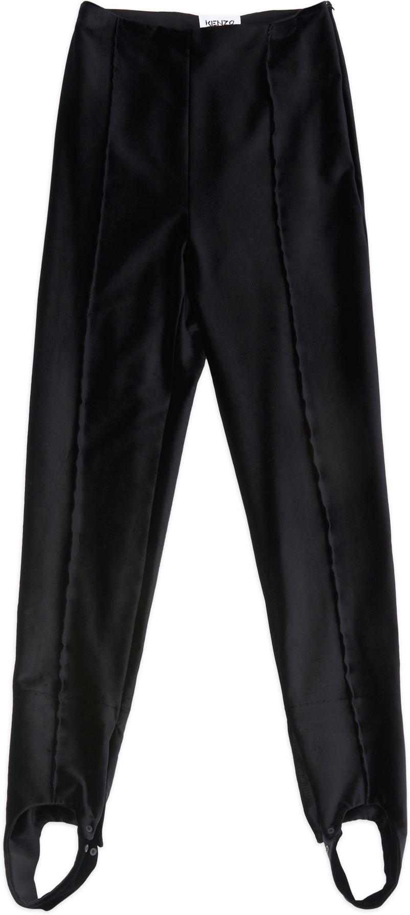 Kenzo: Black Velour Stirrup Leggings - 1