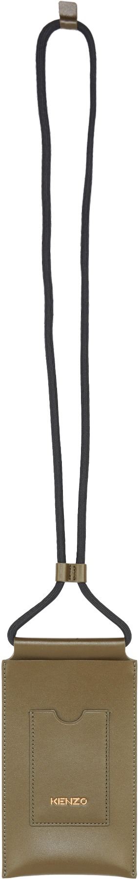Kenzo: Vert Porte téléphone à bandoulière à Logo Cadet en cuir Vert - 1