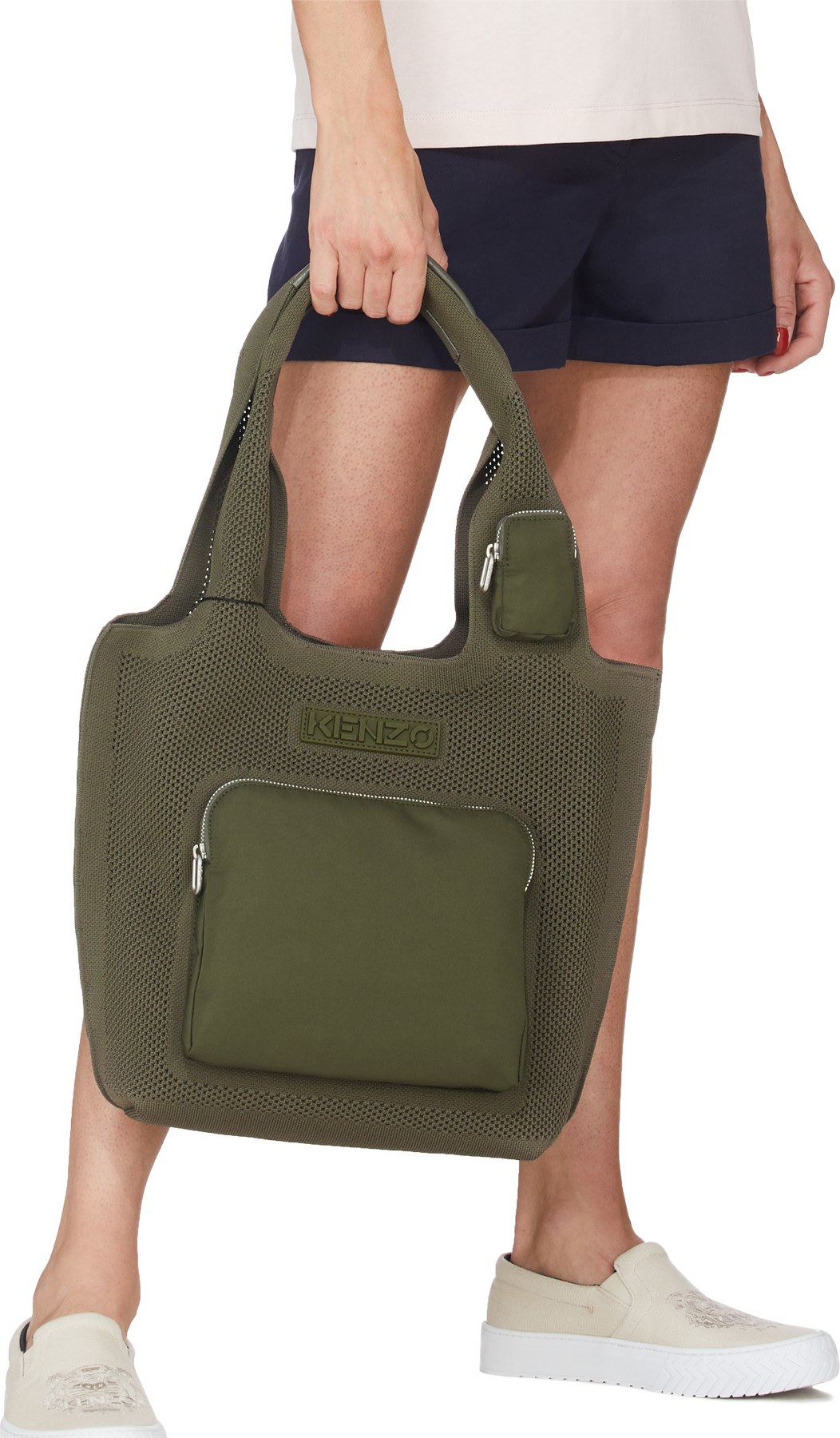 Kenzo: Green Skuba Small Tote Bag - 3