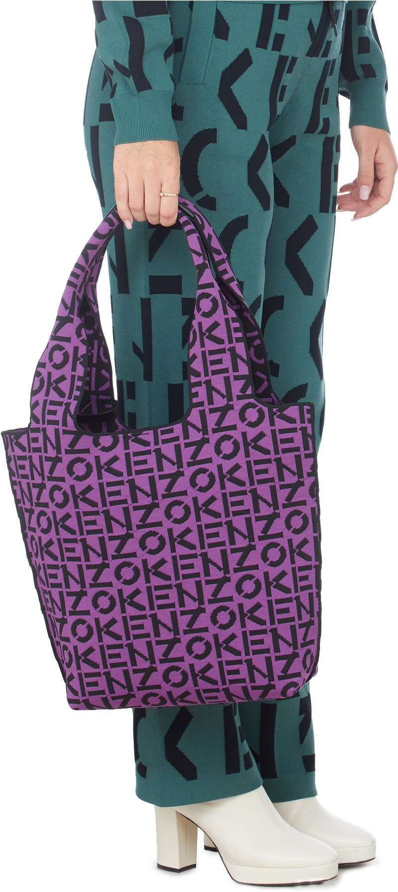Kenzo: Mauve Petit Sac Cabas Skuba Monogramme Mauve - 3