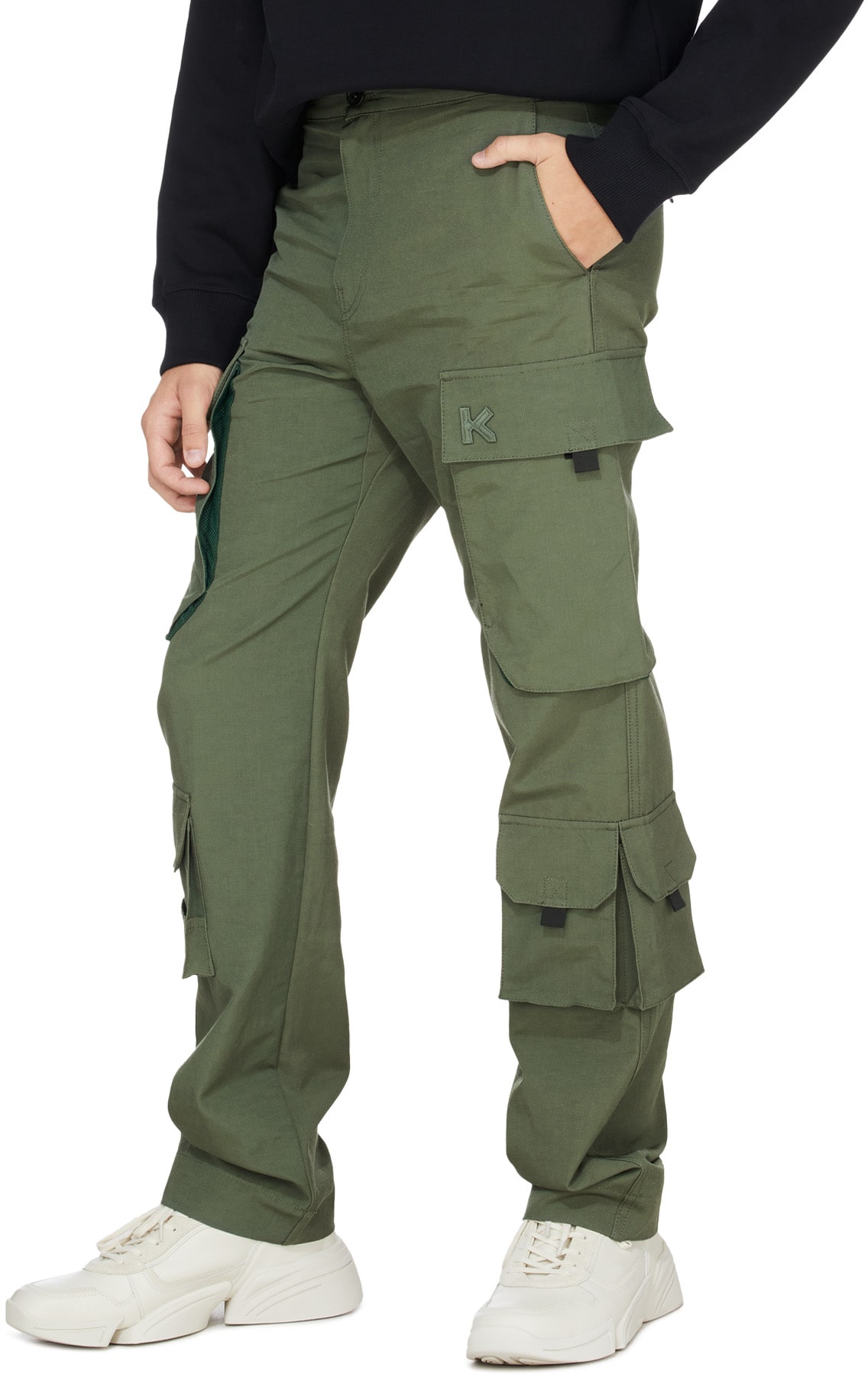 Kenzo: Vert Pantalon cargo Vert - 4