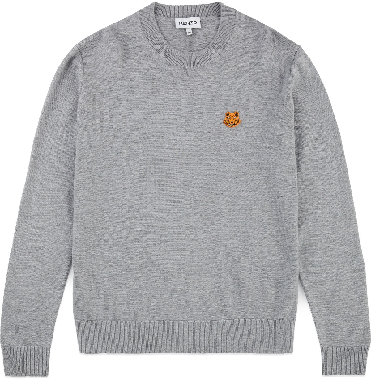 Kenzo: Grey Tiger Crest Knit Pullover Sweater - 1