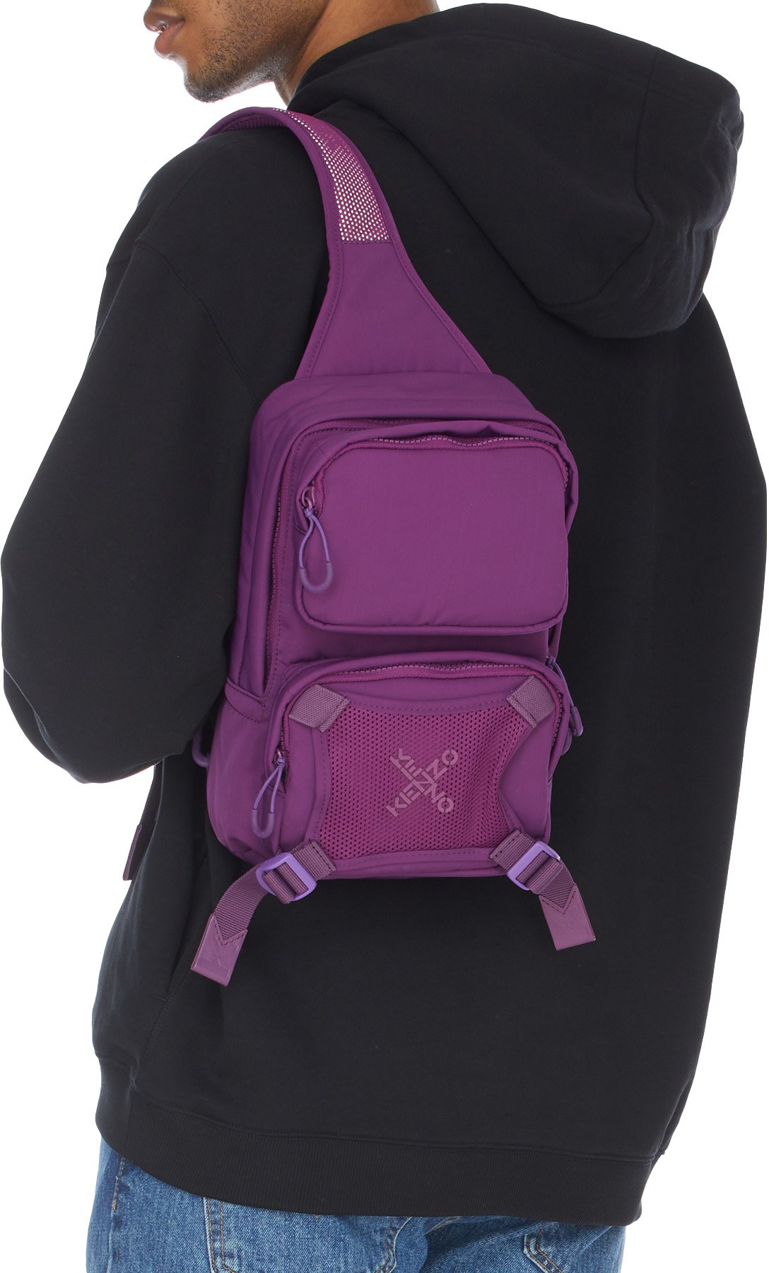 Kenzo: Purple Kenzo Sport Single Strap Backpack - 4