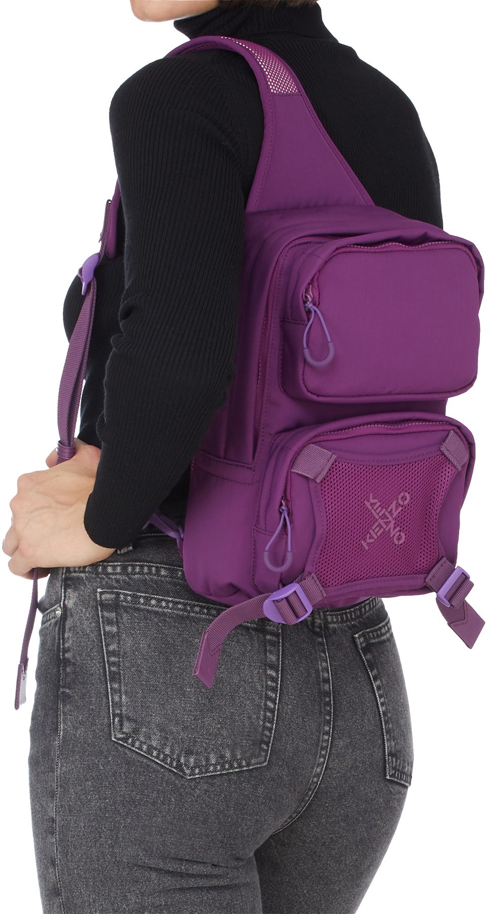 Kenzo: Purple Kenzo Sport Single Strap Backpack - 5