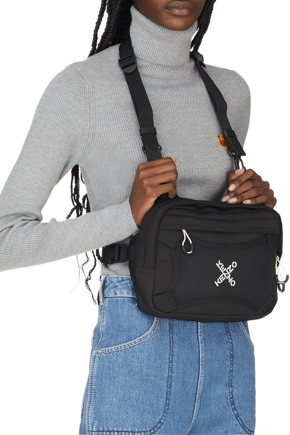 Kenzo: Black Kenzo Sport 'Little X' Harness Bag - 3