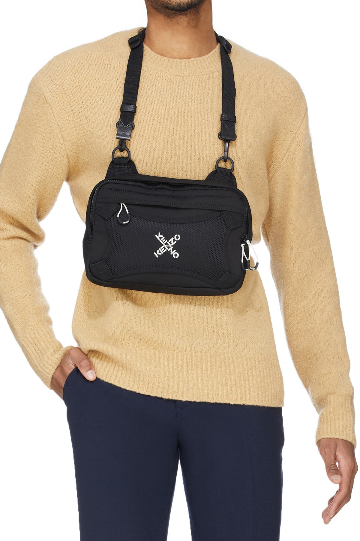 Kenzo: Black Kenzo Sport 'Little X' Harness Bag - 4