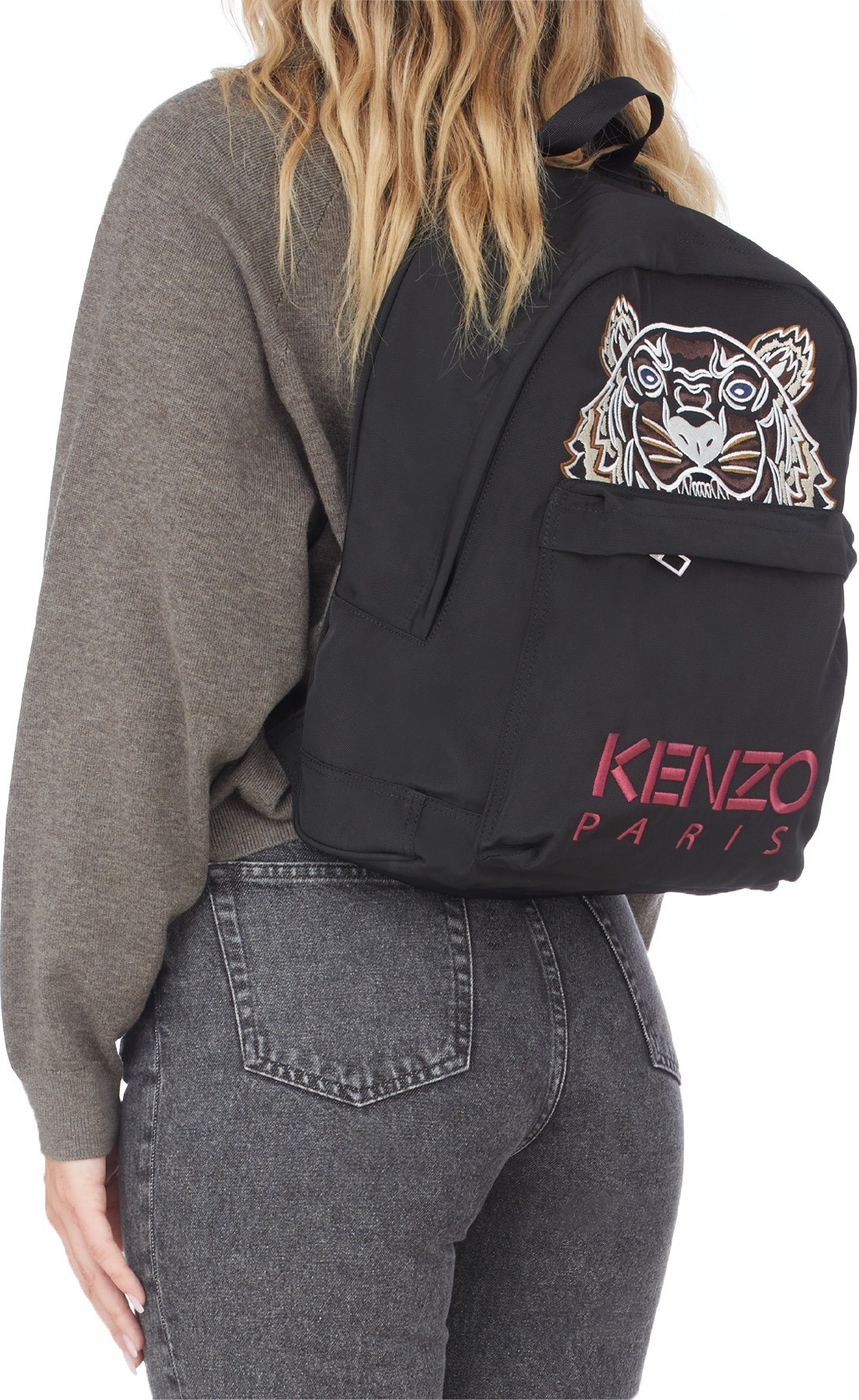Kenzo: Black Canvas Kampus Tiger Backpack - 4