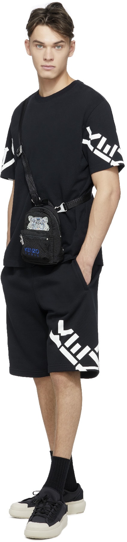 Kenzo: Noir Mini Sac à Dos Kampus Tigre en Canvas Noir - 3