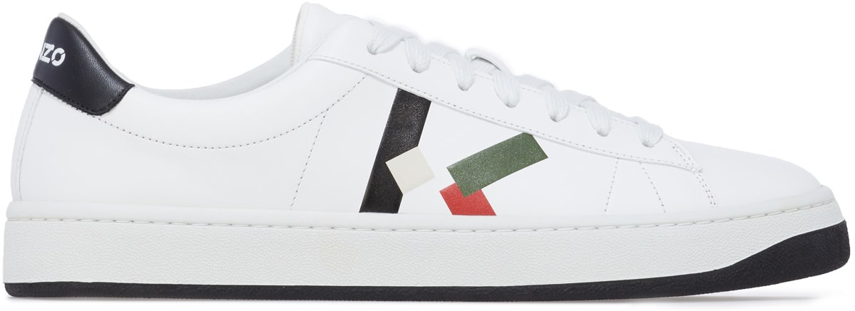 Kenzo: Vert Baskets KENZO Kourt 'K Logo' en Cuir Vert - 1