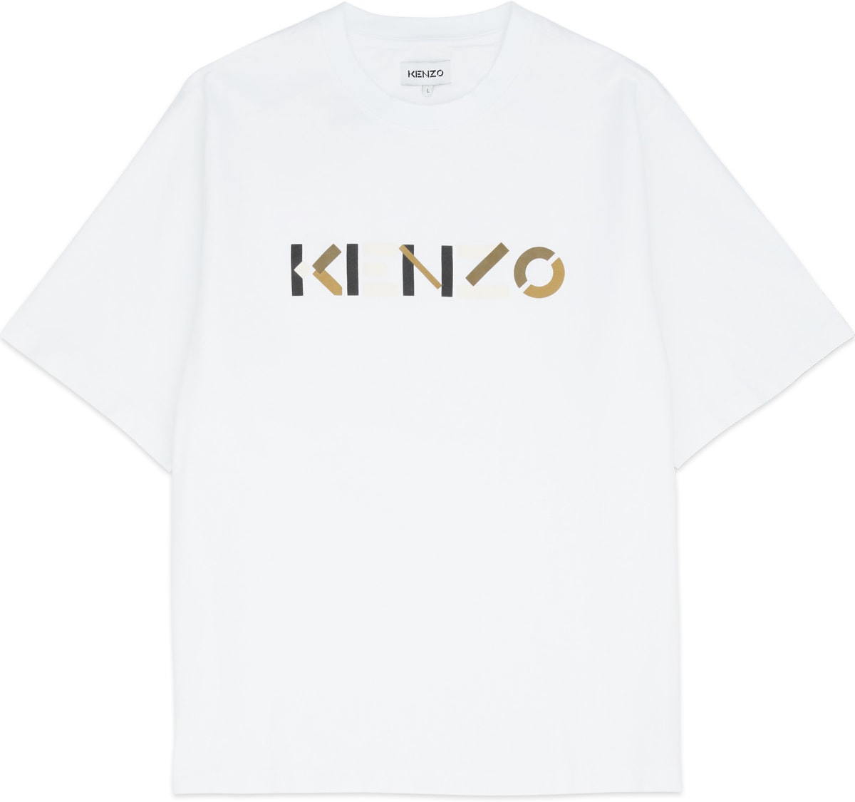 Kenzo: Blanc T-Shirt à Logo Blanc - 1