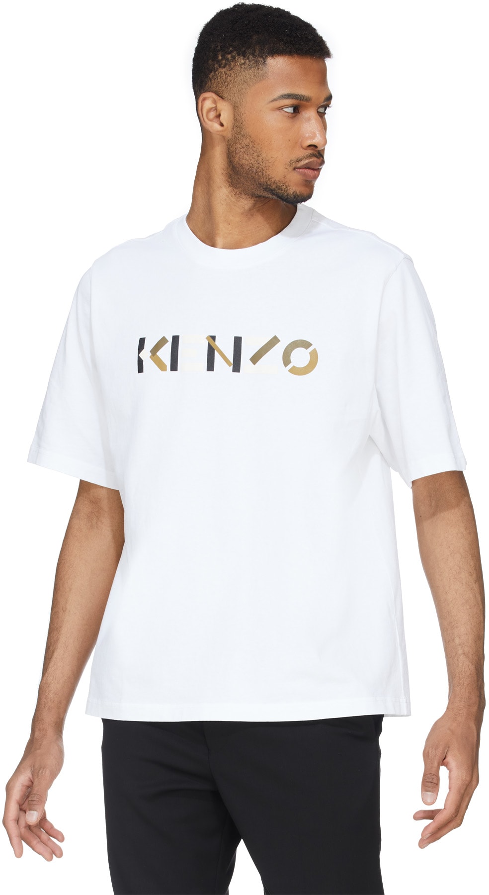 Kenzo: Blanc T-Shirt à Logo Blanc - 3