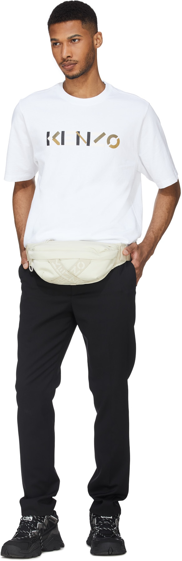 Kenzo: White Multi 3D Logo Script T-Shirt - 4
