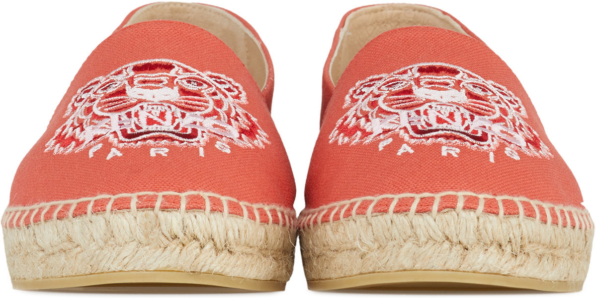 Kenzo: Red Classic Canvas Tiger Espadrilles - 3