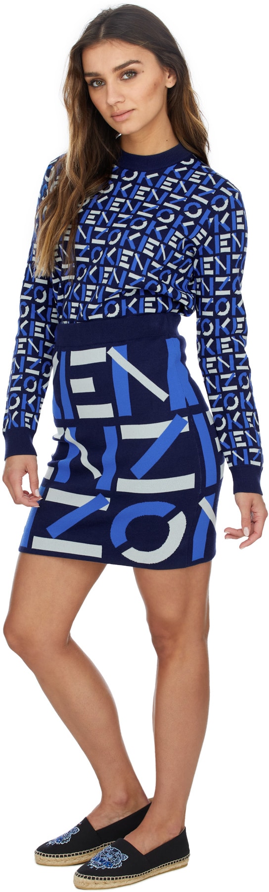 Kenzo: Blue Kenzo Sport Jacquard Monogram Mini Skirt - 5